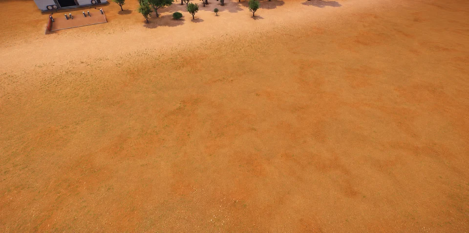 AI-edited view: Open land and paths before building a habitat