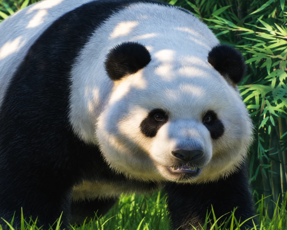 AI-edited view: A giant panda among bamboo