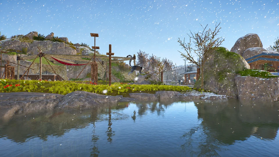 AI-edited view: A rocky pool with woodland and mountain scenery